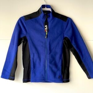 NWT ($50) Fila Sport Kids Youth Fleece Jacket Lightweight Coat Blue Black, Sz M